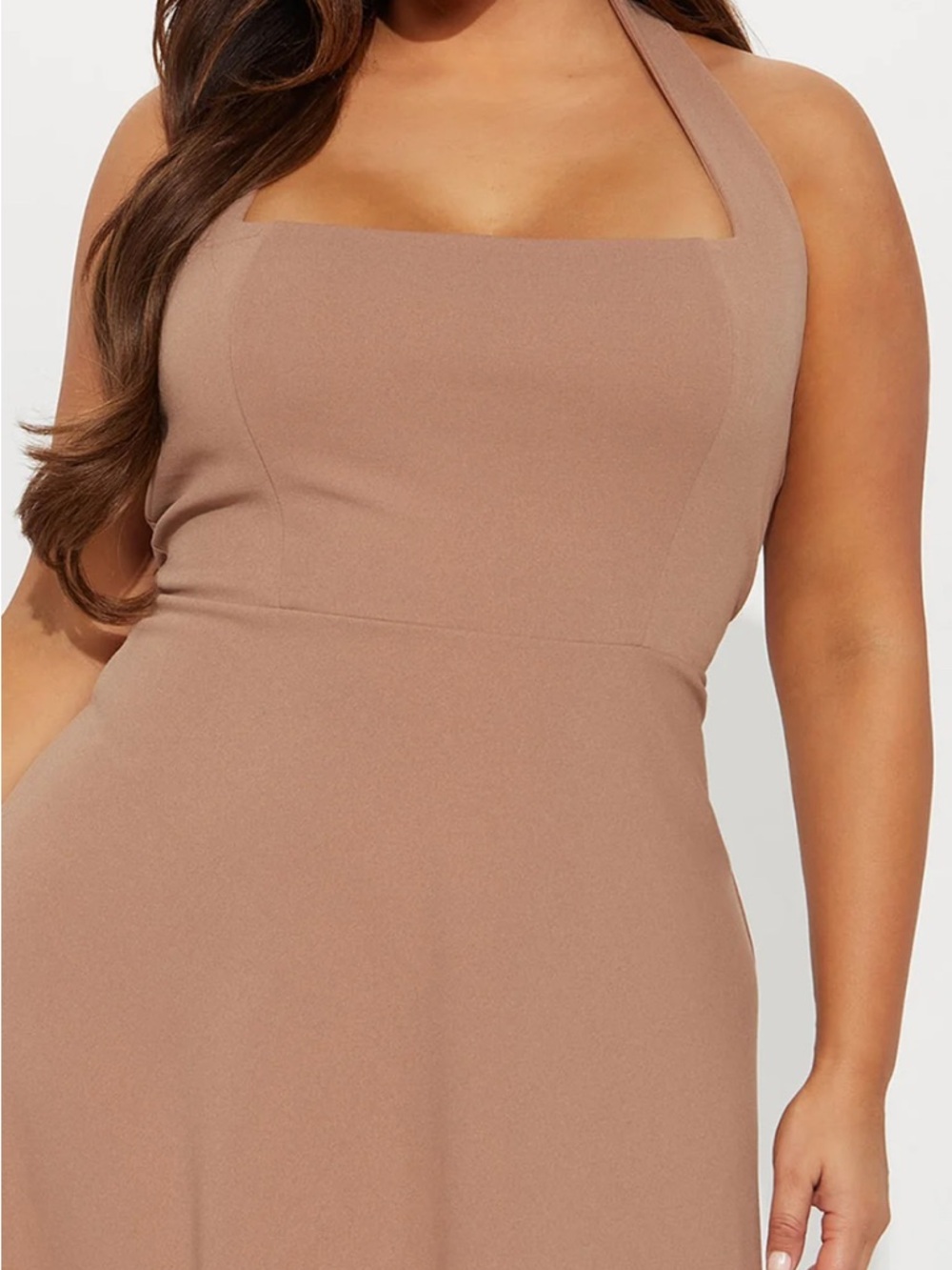 Fashion Nova One-Shoulder Taupe Plus Size Dress